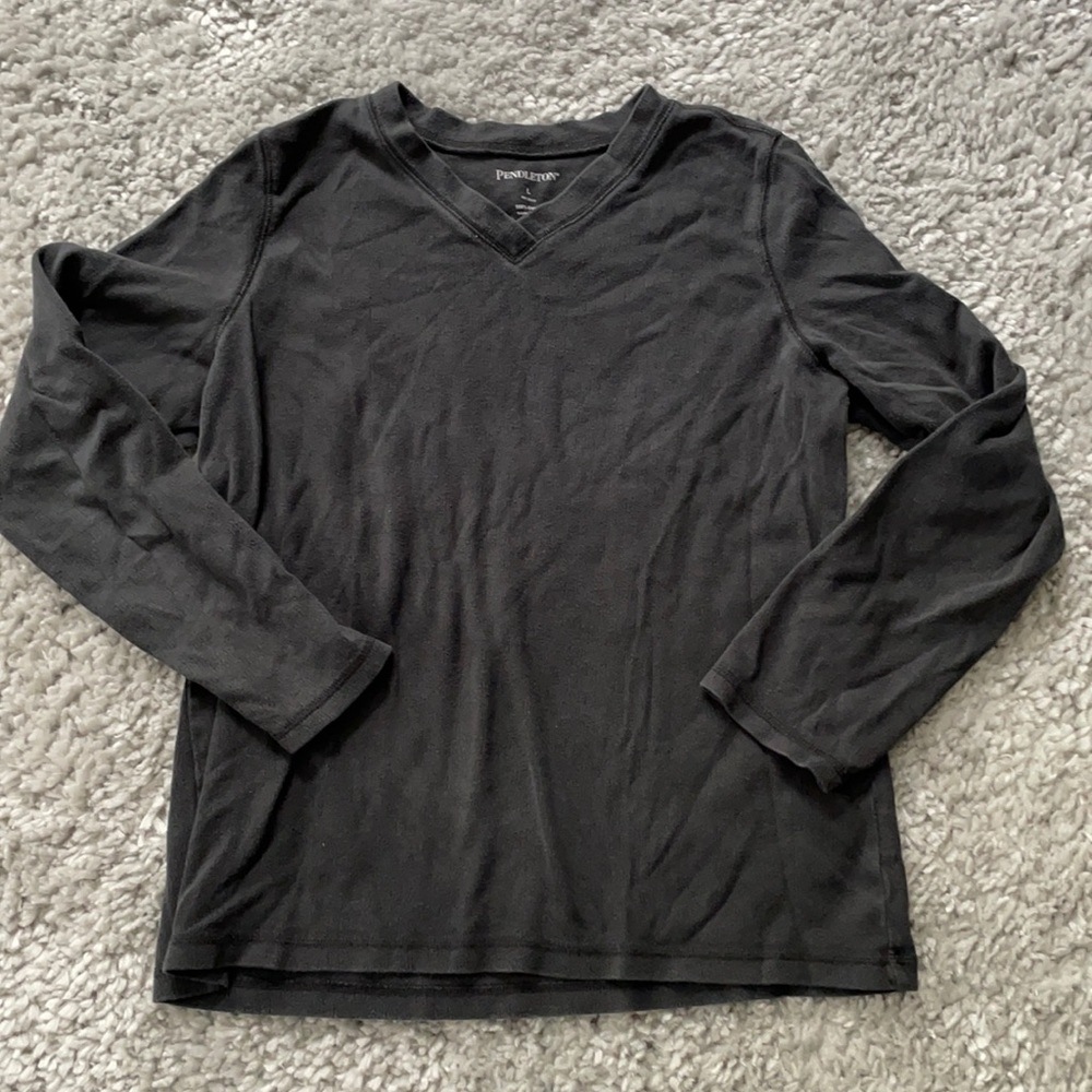 [PENDLETON] Black Long-sleeve Heavy Cotton T-Shirt